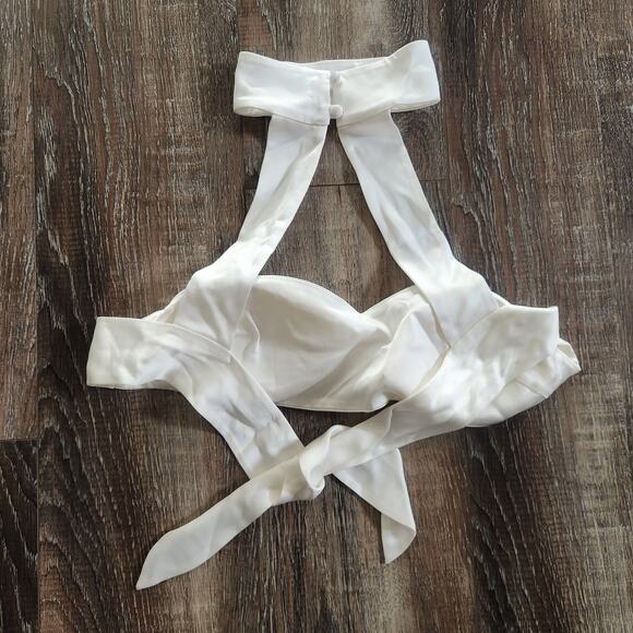 Retrofete Ross Top in Ivory Cropped Size Small Sleeveless Halter - Picture 6 of 8